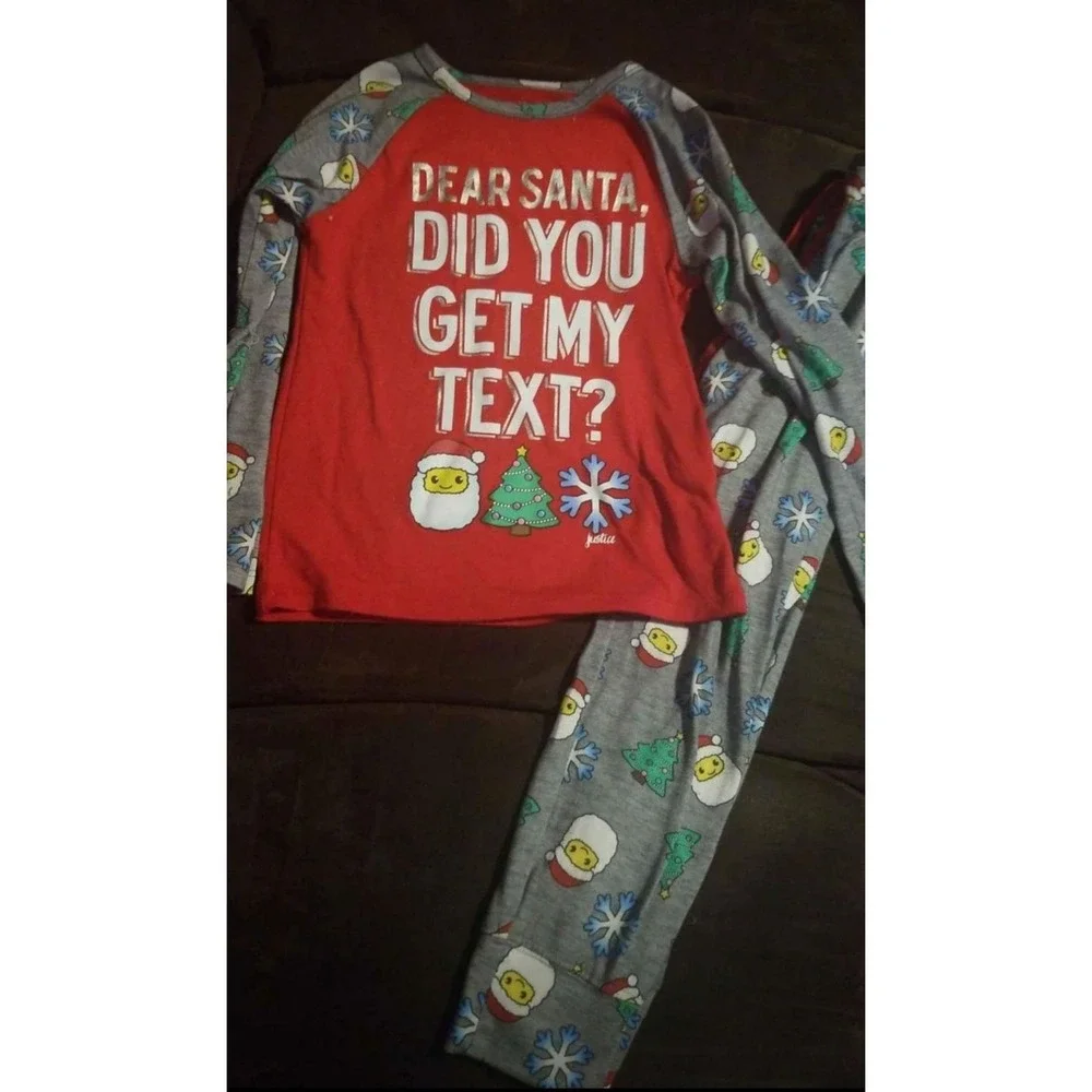Justice Christmas pajamas dear santa did you‎ get my text size 6/7 shows typical